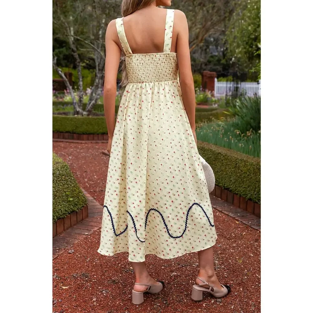 Cupshe Floral Sweetheart Midi Dress Cottagecore XL NWT - Picture 3 of 8
